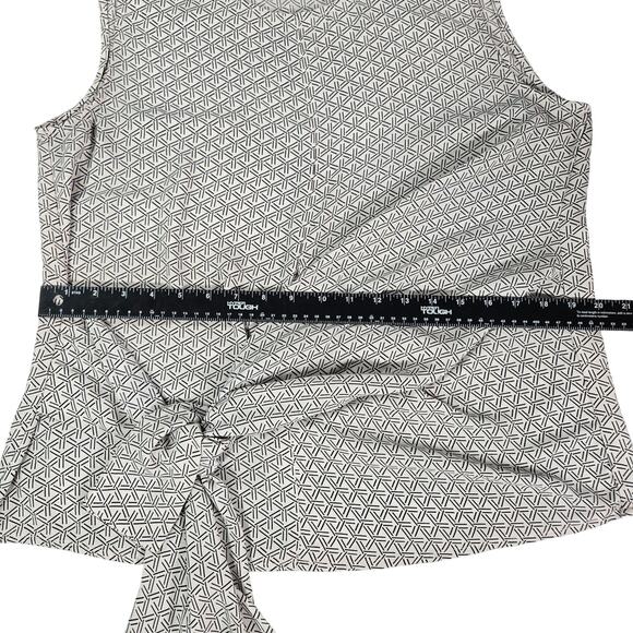 Banana Republic Wom LG Sleeveless Blouse Tie Front Geometric Abstract Office EUC - Picture 5 of 11